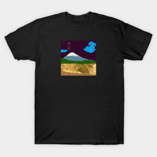 Japanese Gold landscape with mountain T-Shirt